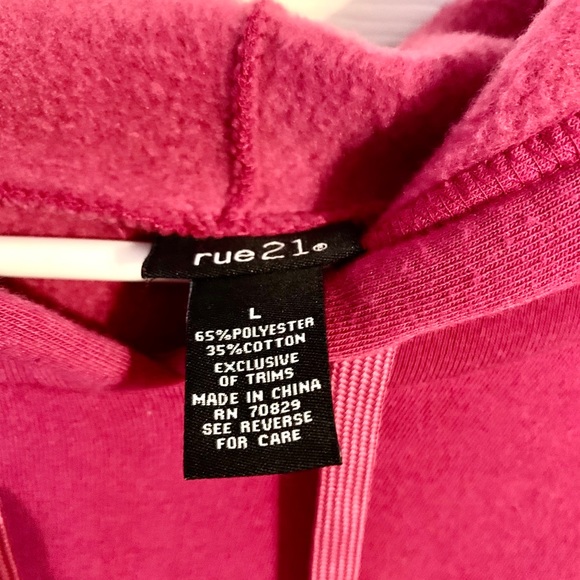 Rue21 Hot Pink Hoodie Sz L Sequin Gold Lettering - Picture 5 of 7